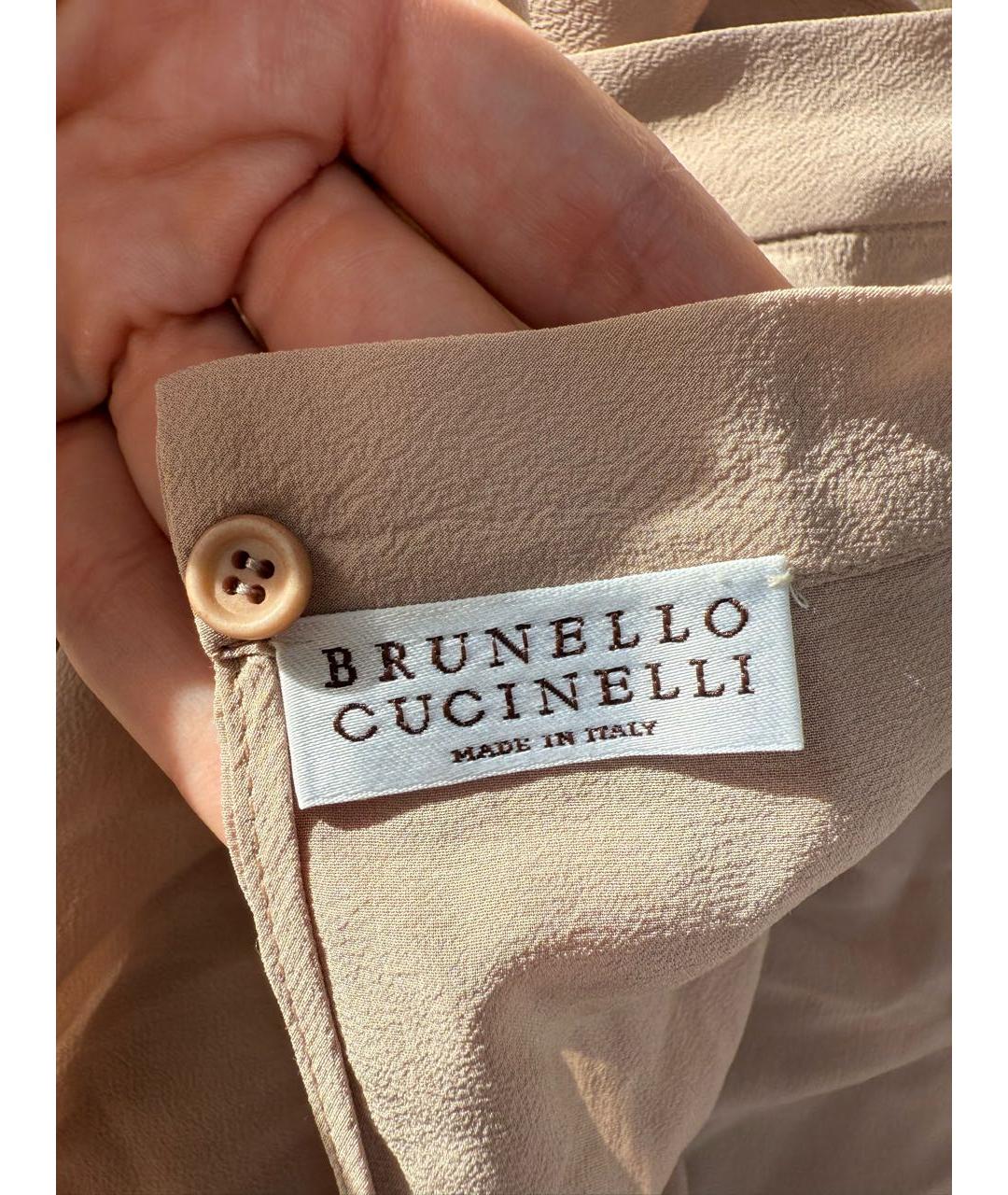 BRUNELLO CUCINELLI Бежевая полиэстеровая блузы, фото 5