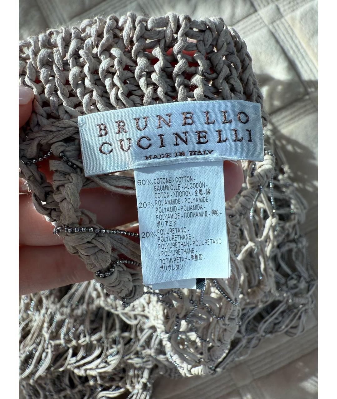 BRUNELLO CUCINELLI Бежевая полиэстеровая блузы, фото 3