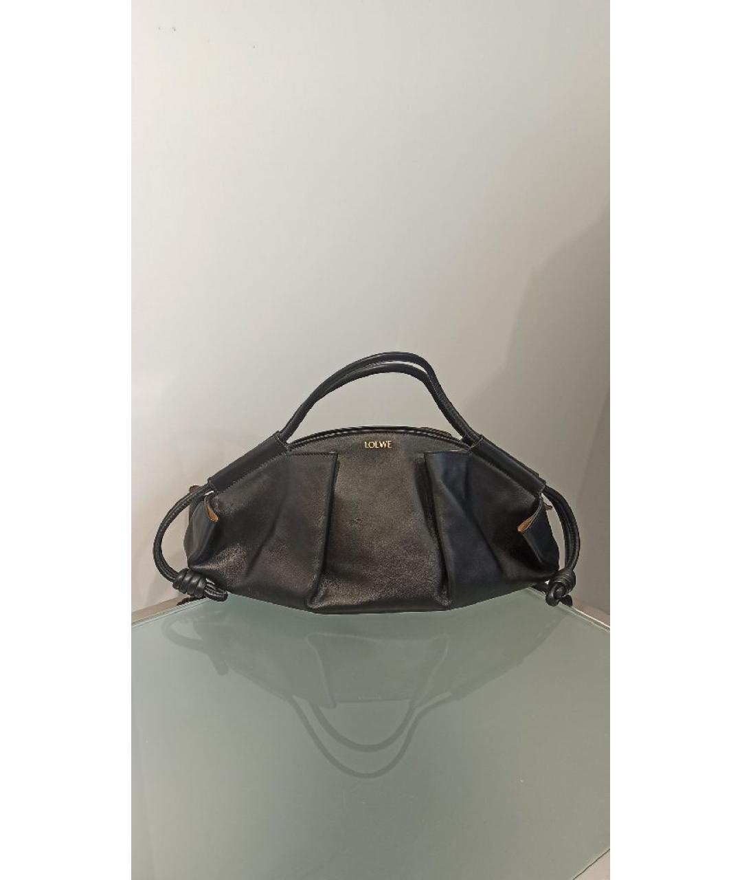 LOEWE Черная кожаная сумка с короткими ручками, фото 10