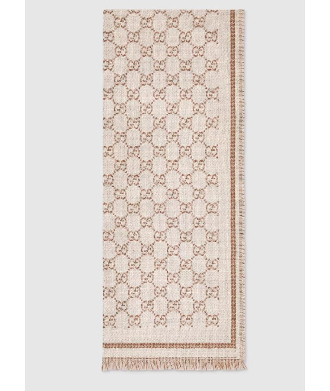 GUCCI Бежевый шерстяной шарф, фото 2