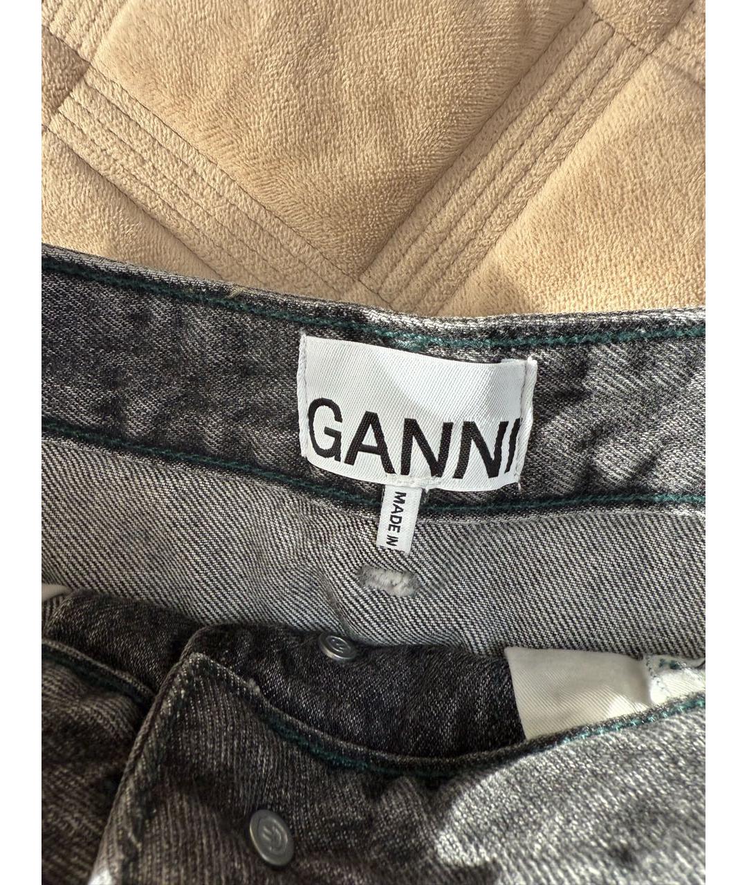 GANNI Антрацитовая деним юбка мини, фото 3