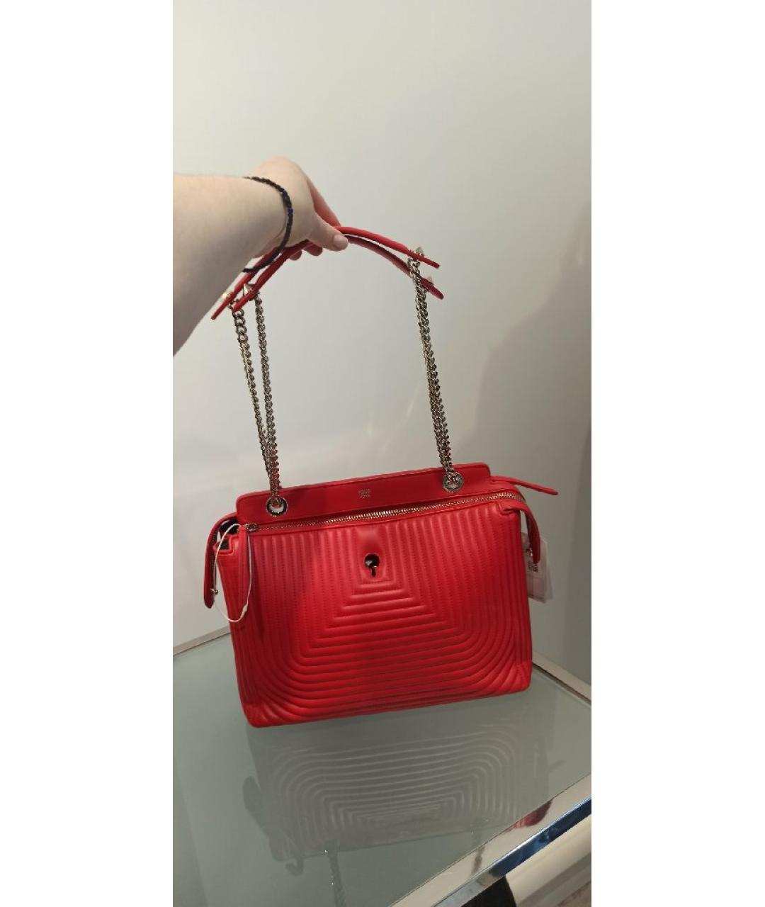 FENDI Красная кожаная сумка через плечо, фото 4