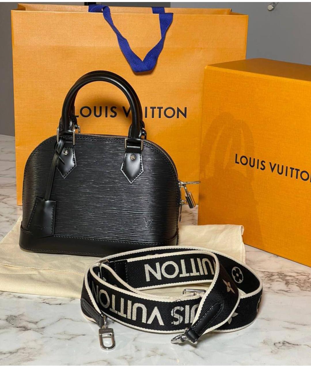 LOUIS VUITTON Черная кожаная сумка с короткими ручками, фото 3