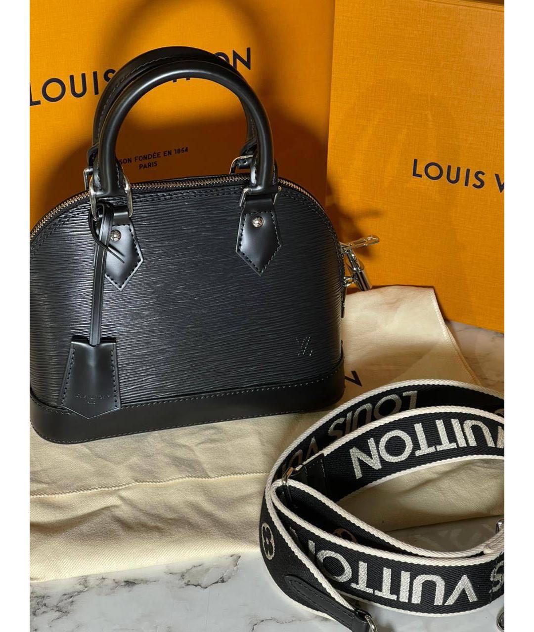 LOUIS VUITTON Черная кожаная сумка с короткими ручками, фото 2