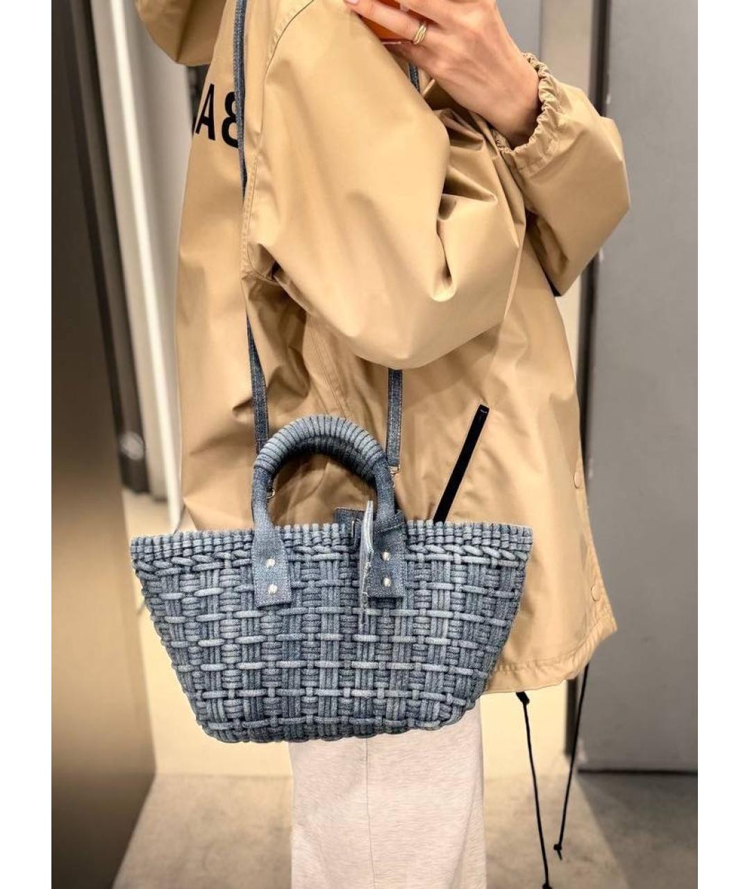 BALENCIAGA Темно-синяя деним сумка с короткими ручками, фото 5
