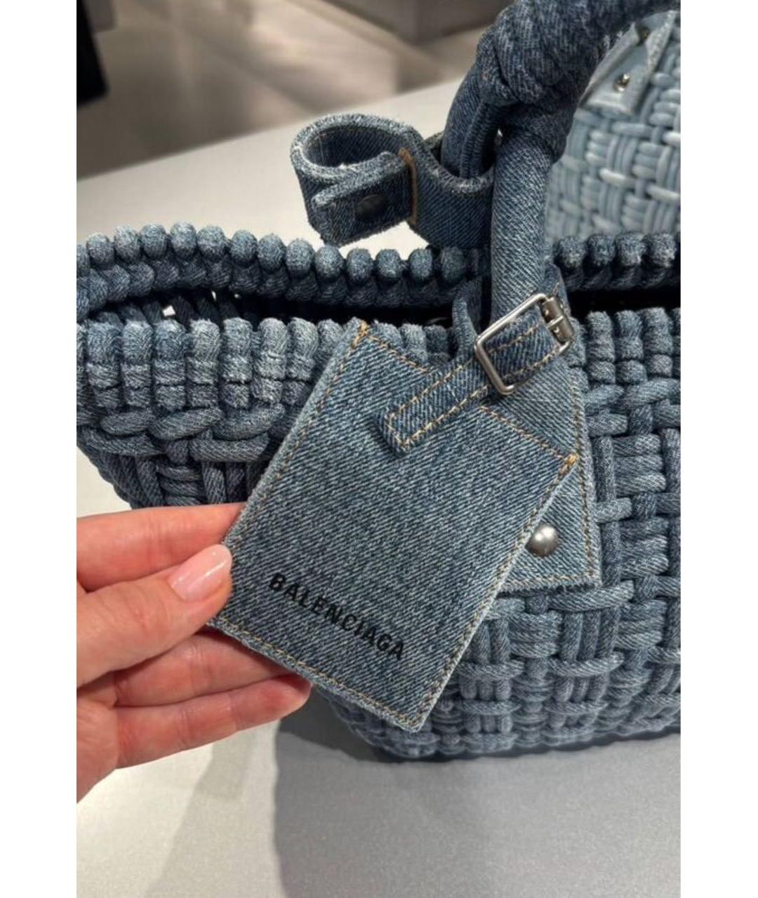 BALENCIAGA Темно-синяя деним сумка с короткими ручками, фото 3
