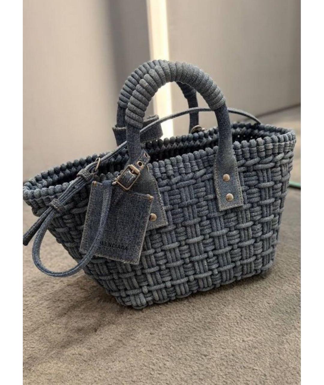 BALENCIAGA Темно-синяя деним сумка с короткими ручками, фото 6