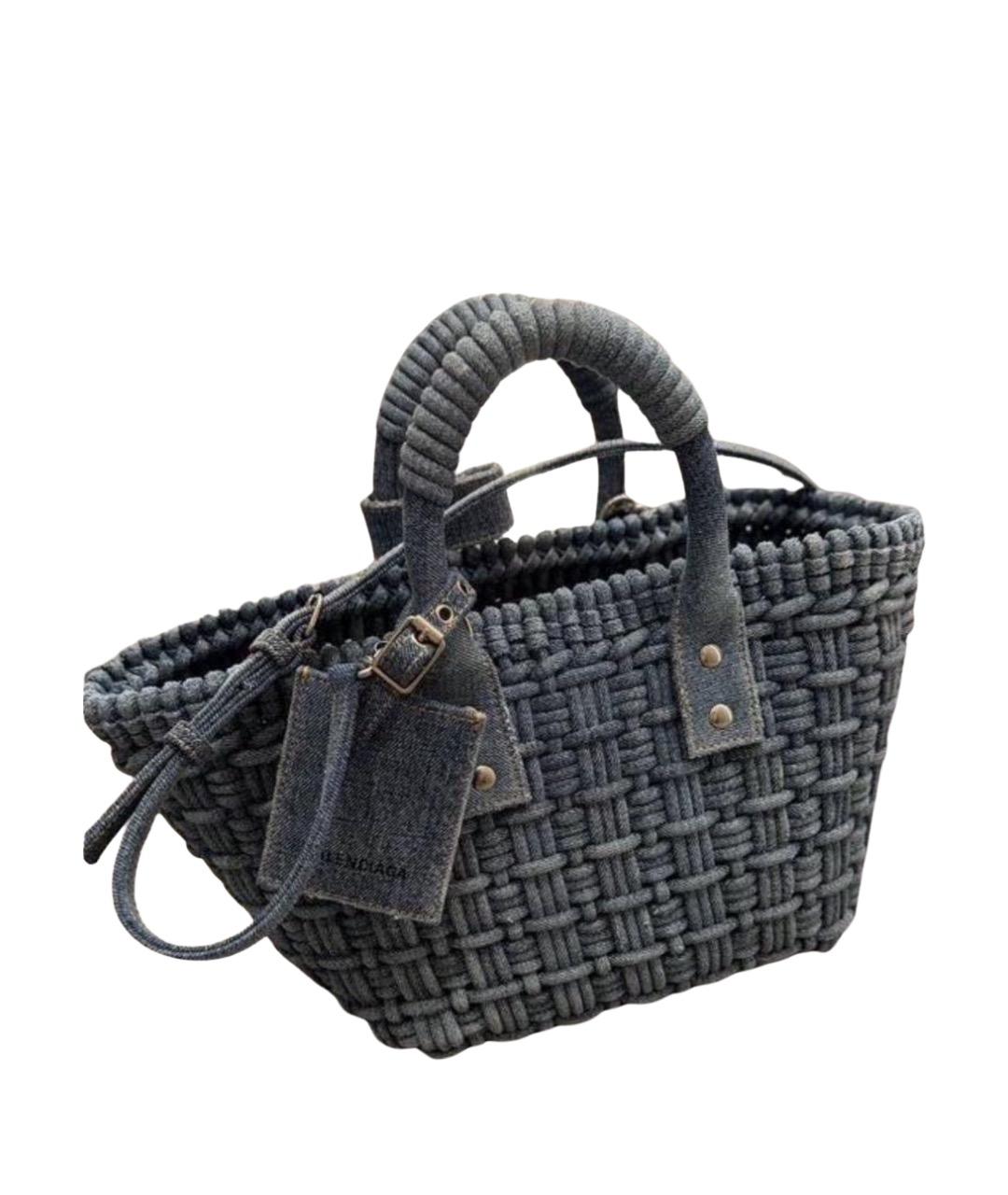 BALENCIAGA Темно-синяя деним сумка с короткими ручками, фото 1
