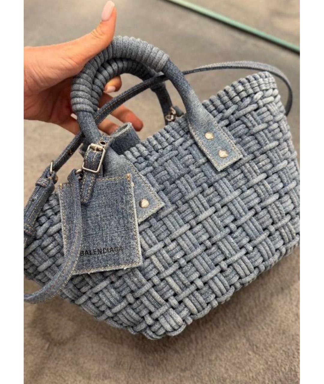 BALENCIAGA Темно-синяя деним сумка с короткими ручками, фото 2