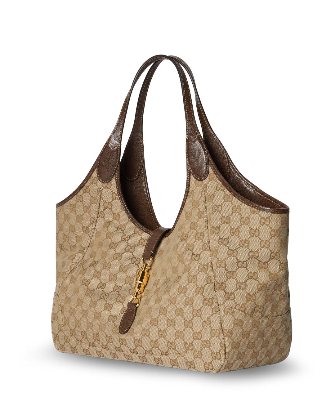 GUCCI Бежевая сумка тоут из канвы, фото 3