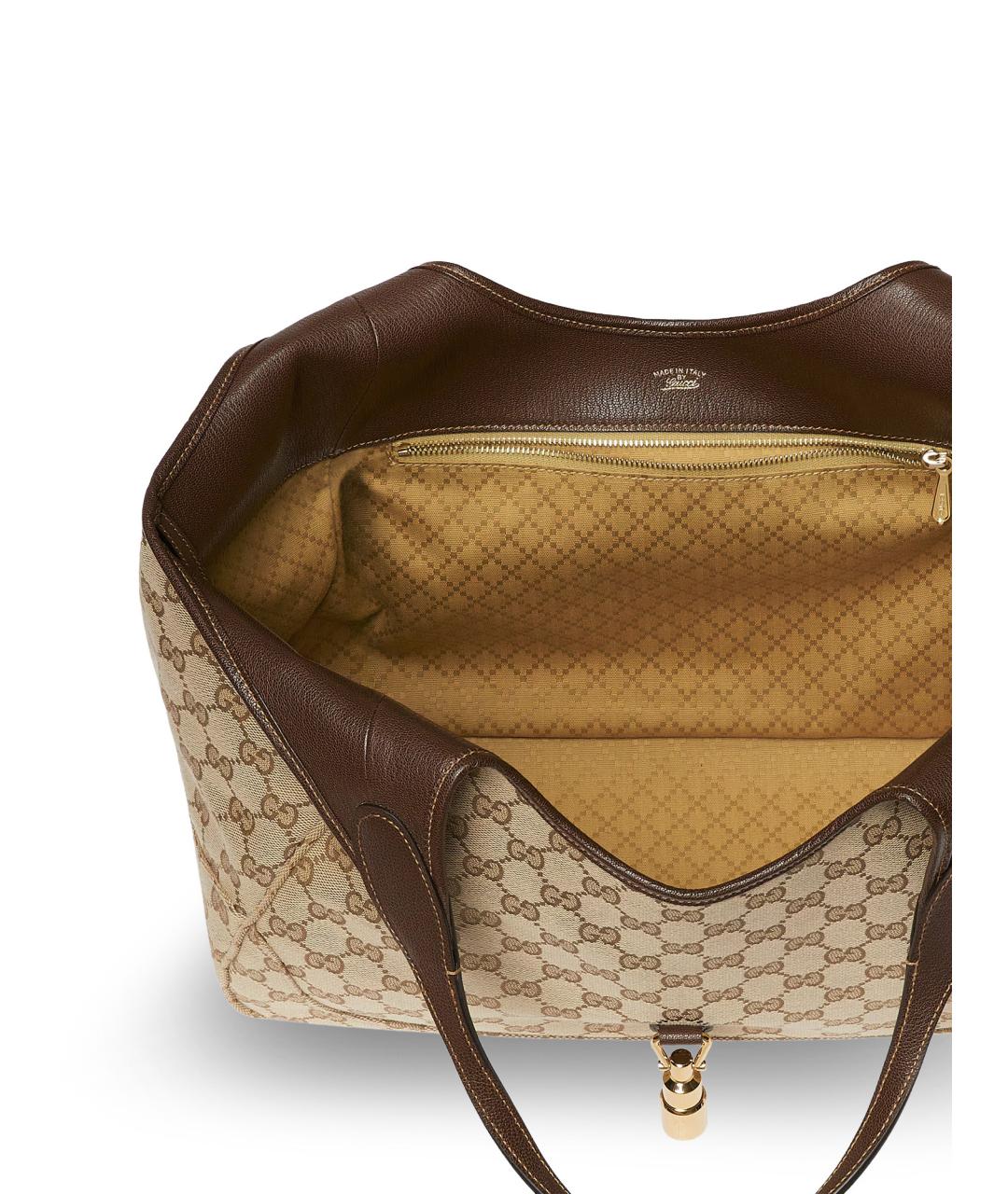 GUCCI Бежевая сумка тоут из канвы, фото 4