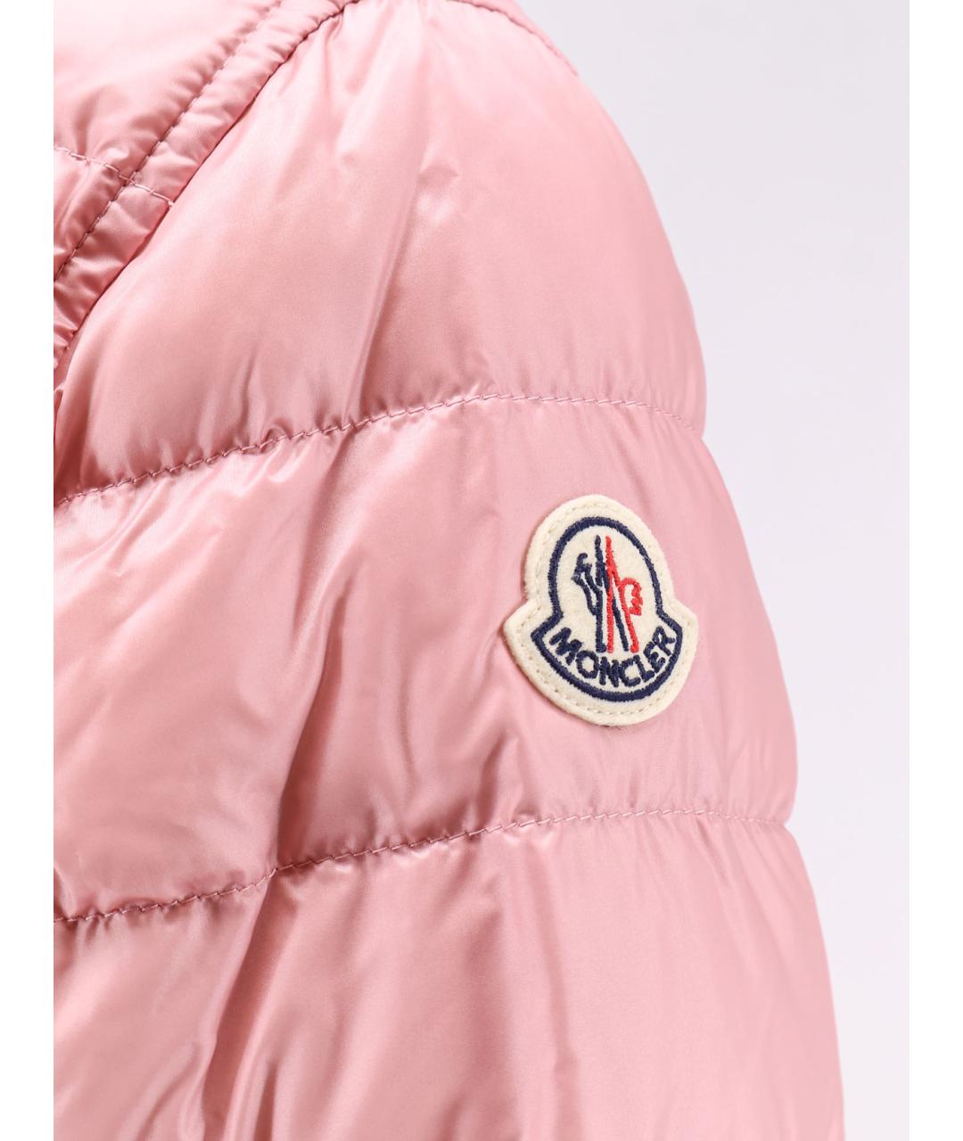 MONCLER Розовый полиамидовый пуховик, фото 3