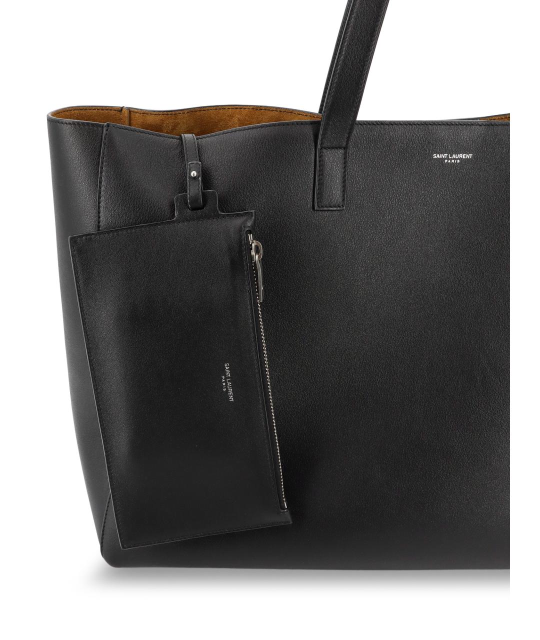 SAINT LAURENT Черная кожаная сумка тоут, фото 5