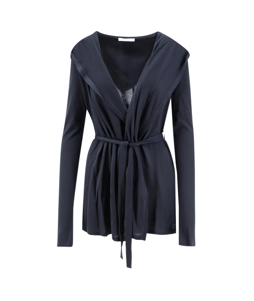 MAX MARA Темно-синий шелковый кардиган, фото 1