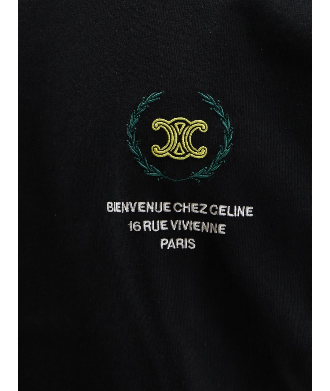 CELINE Черная хлопковая футболка, фото 3