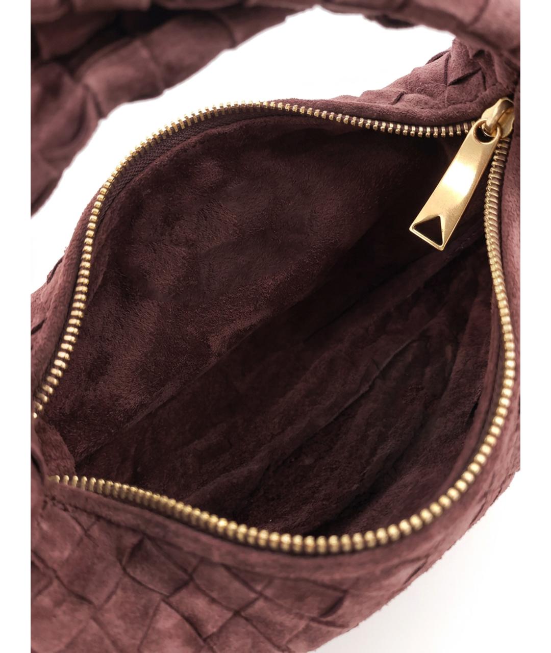BOTTEGA VENETA Бордовая замшевая сумка с короткими ручками, фото 4