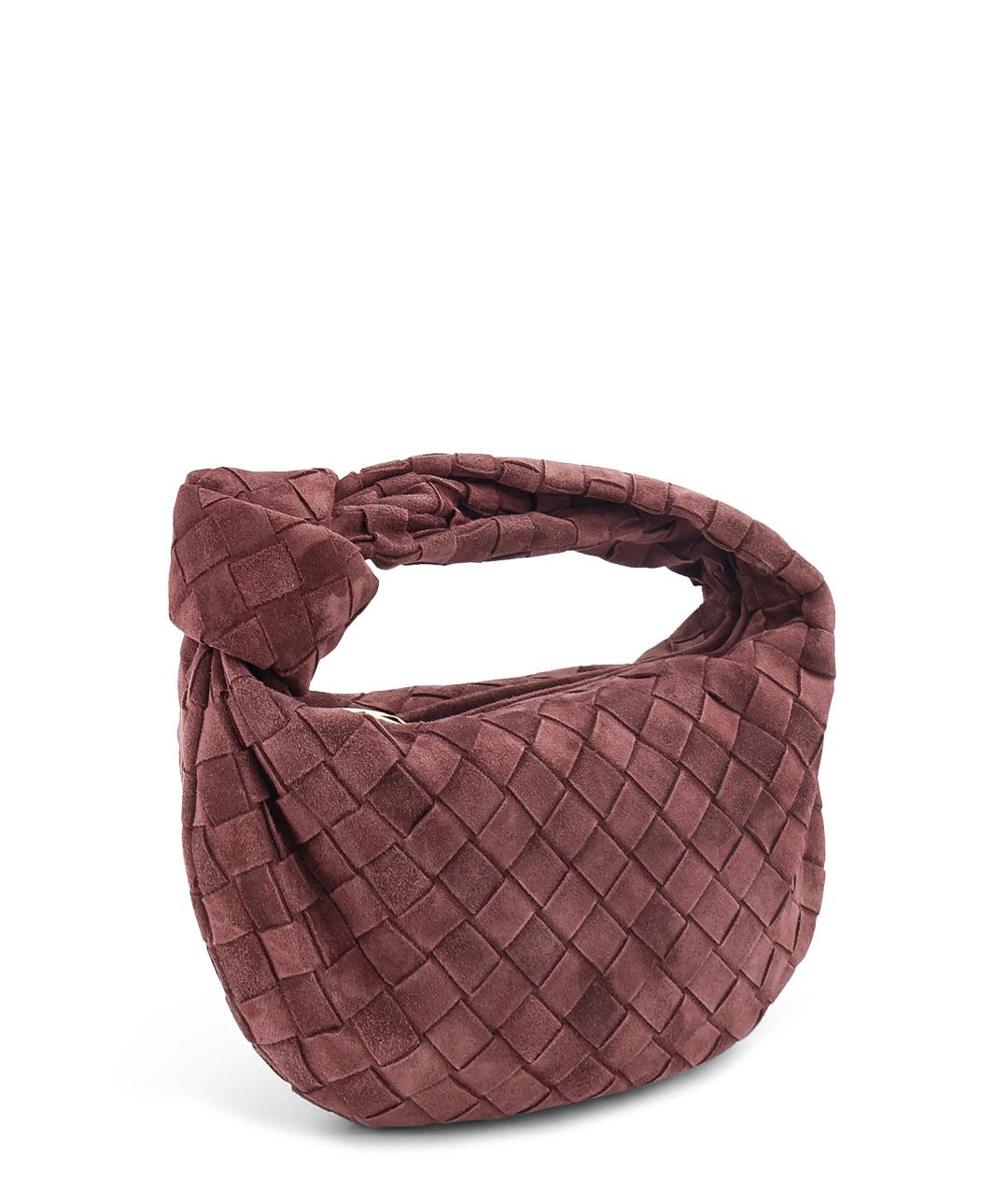 BOTTEGA VENETA Бордовая замшевая сумка с короткими ручками, фото 3