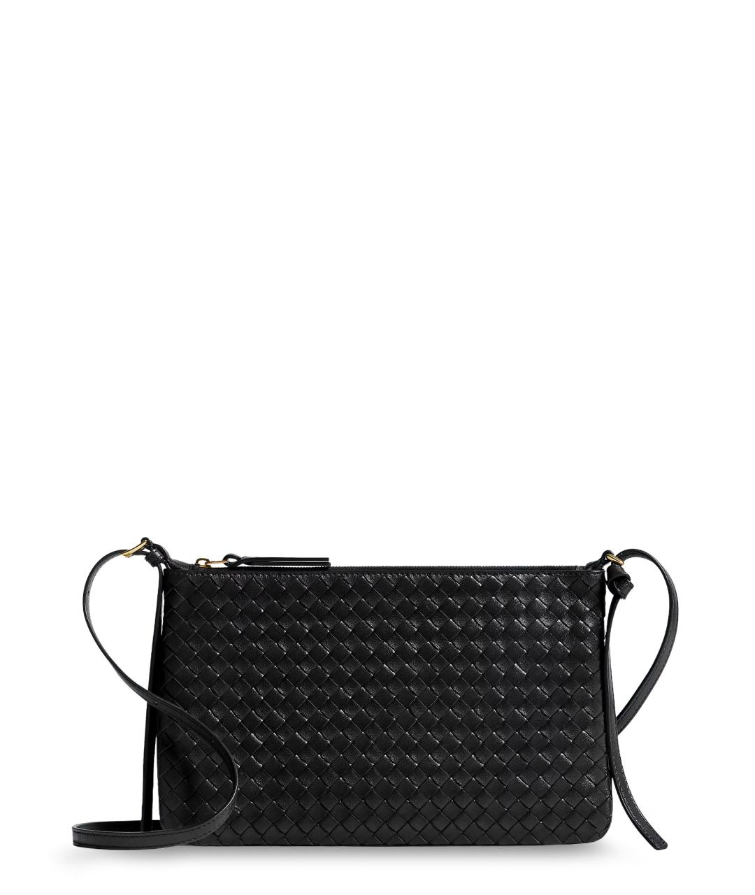 BOTTEGA VENETA Черная кожаная сумка через плечо, фото 1
