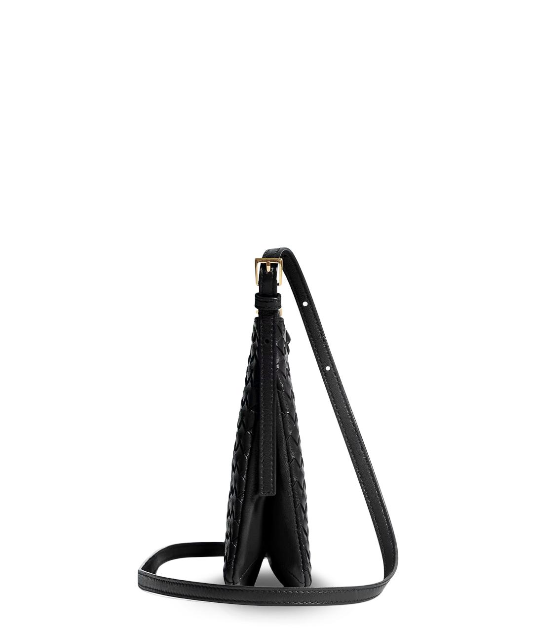 BOTTEGA VENETA Черная кожаная сумка через плечо, фото 3