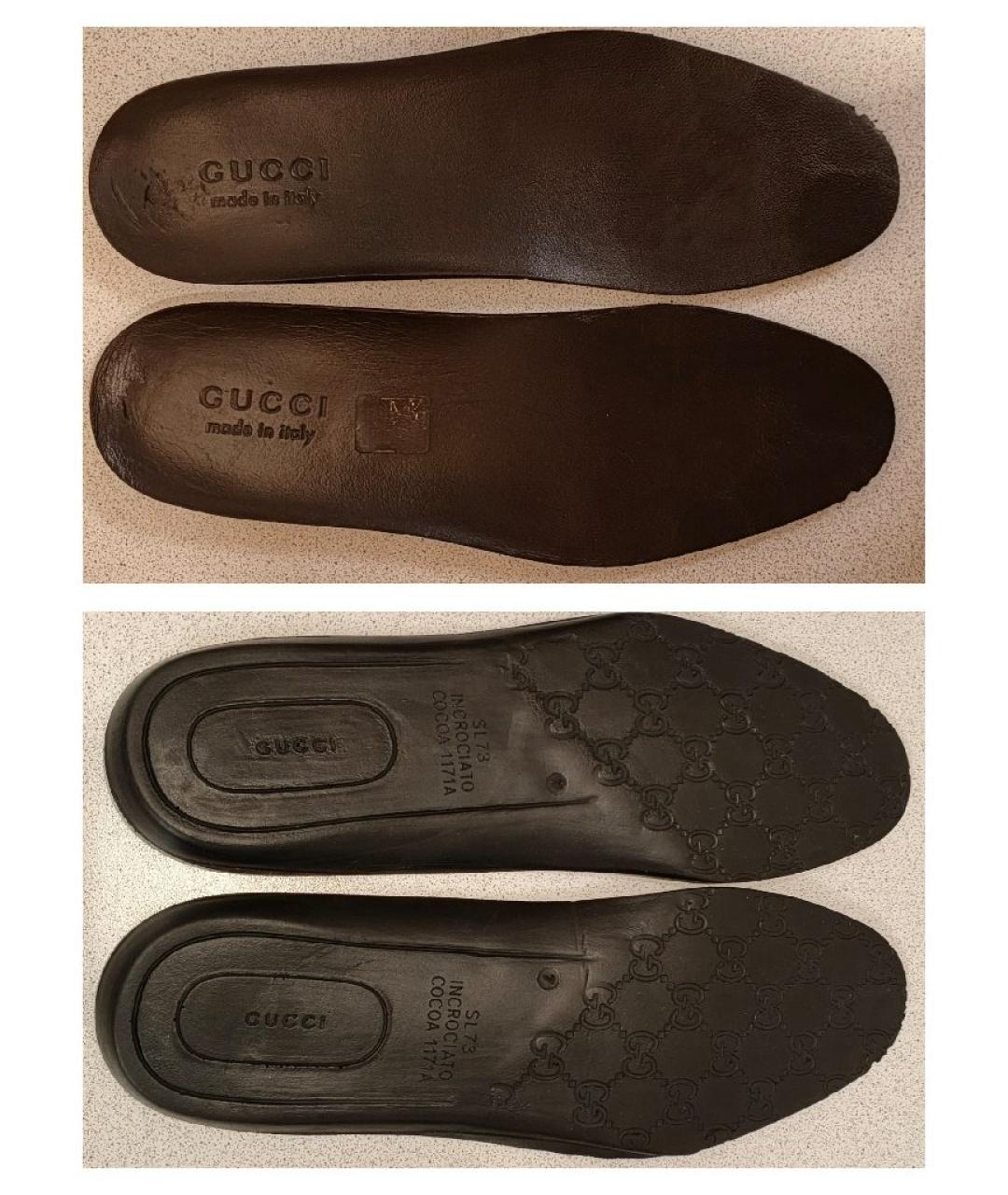 GUCCI Коричневые кожаные низкие кроссовки / кеды, фото 6