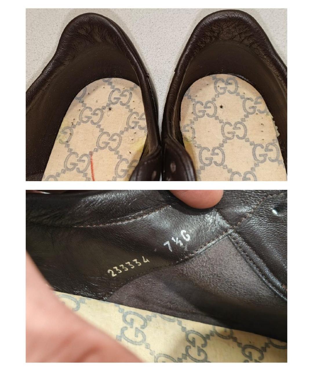 GUCCI Коричневые кожаные низкие кроссовки / кеды, фото 9
