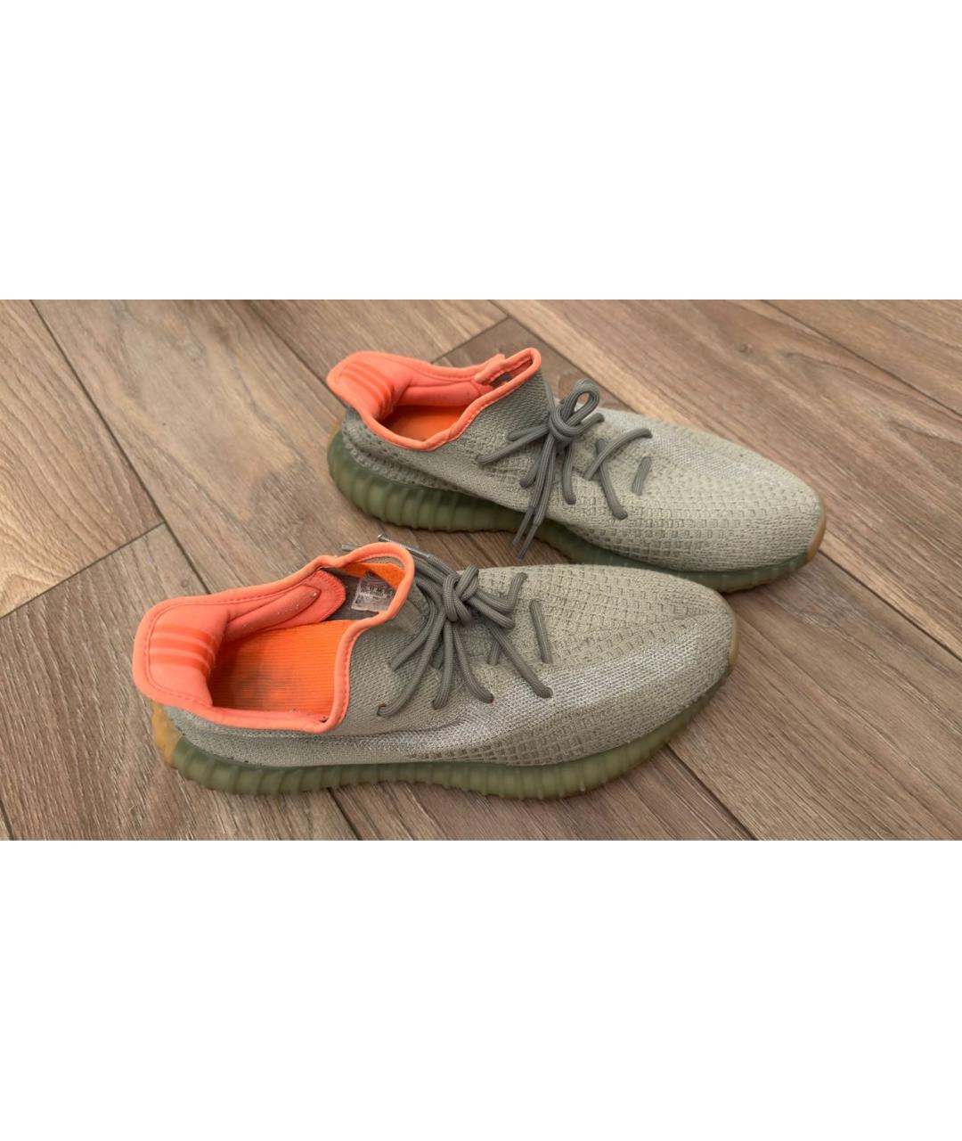 YEEZY Серые текстильные низкие кроссовки / кеды, фото 6