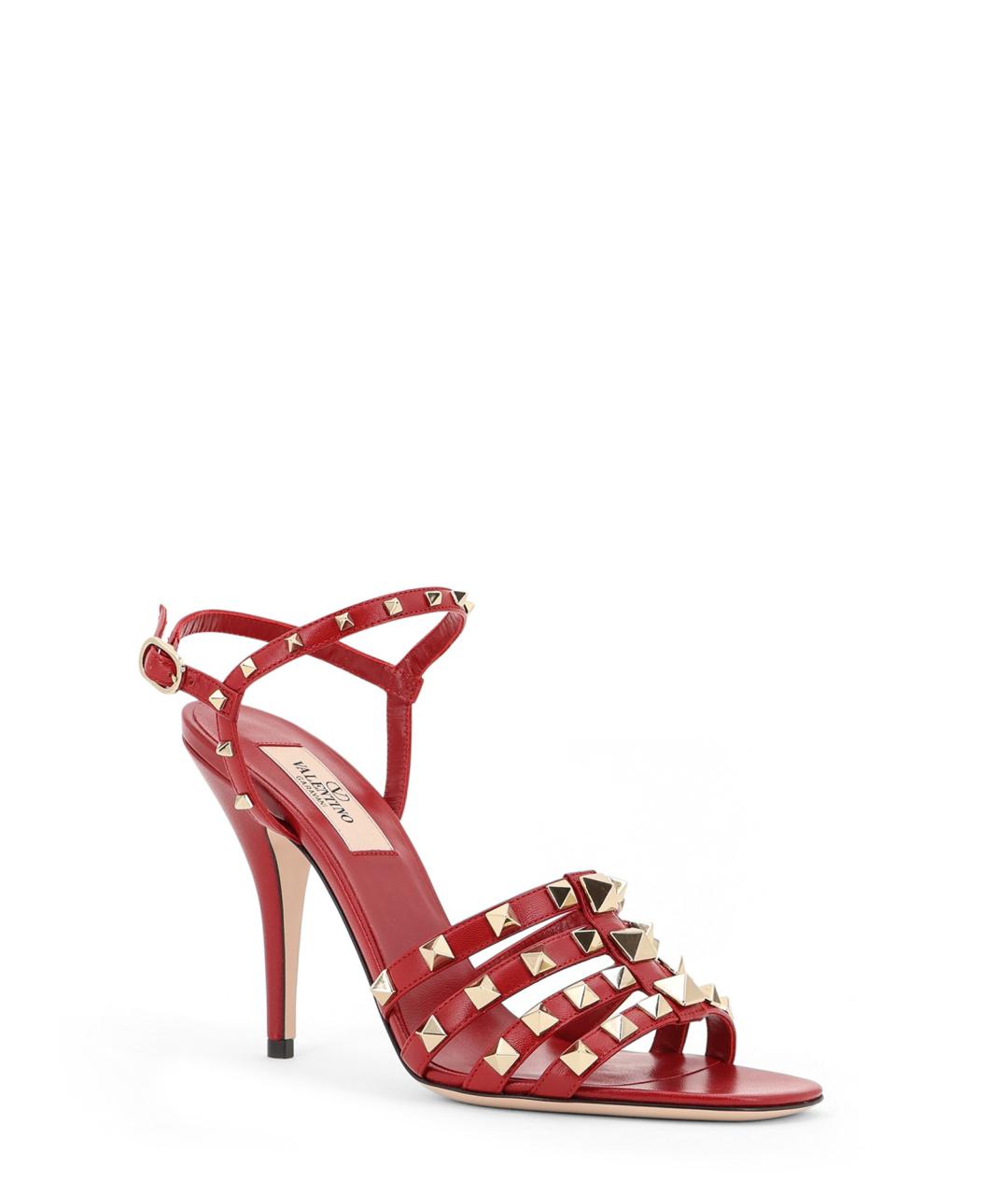 VALENTINO Красные кожаные босоножки, фото 2