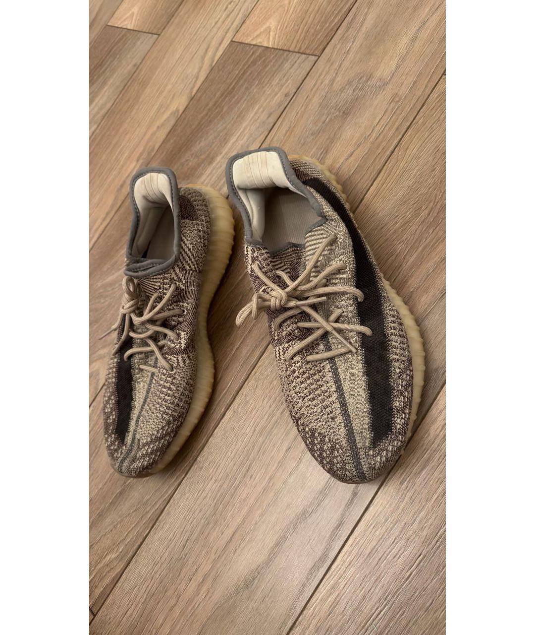 YEEZY Коричневые текстильные низкие кроссовки / кеды, фото 4