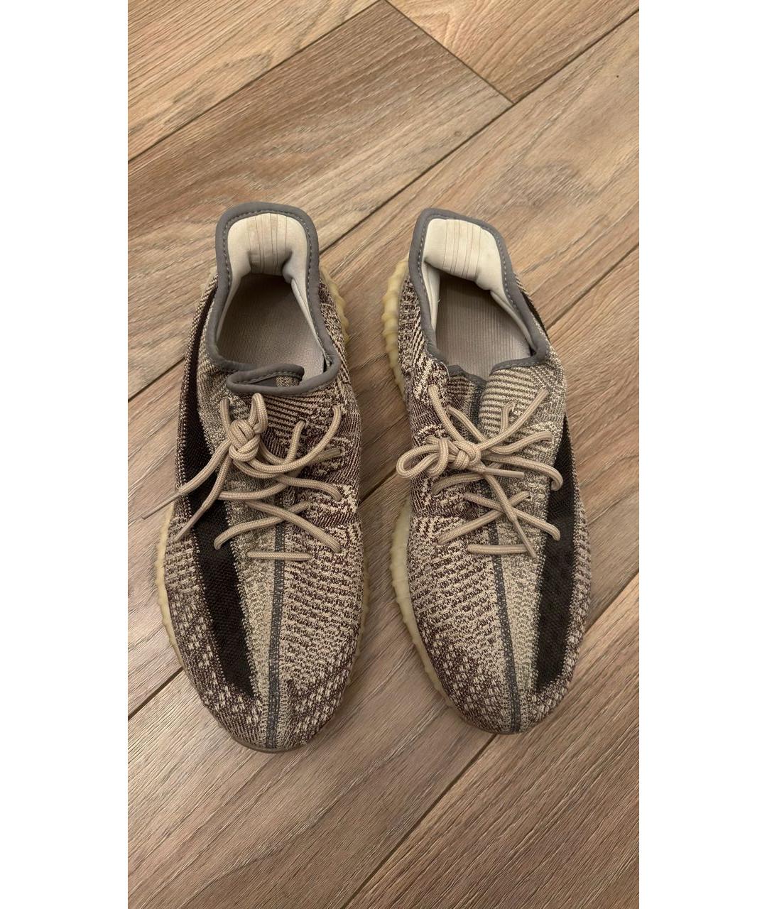 YEEZY Коричневые текстильные низкие кроссовки / кеды, фото 2