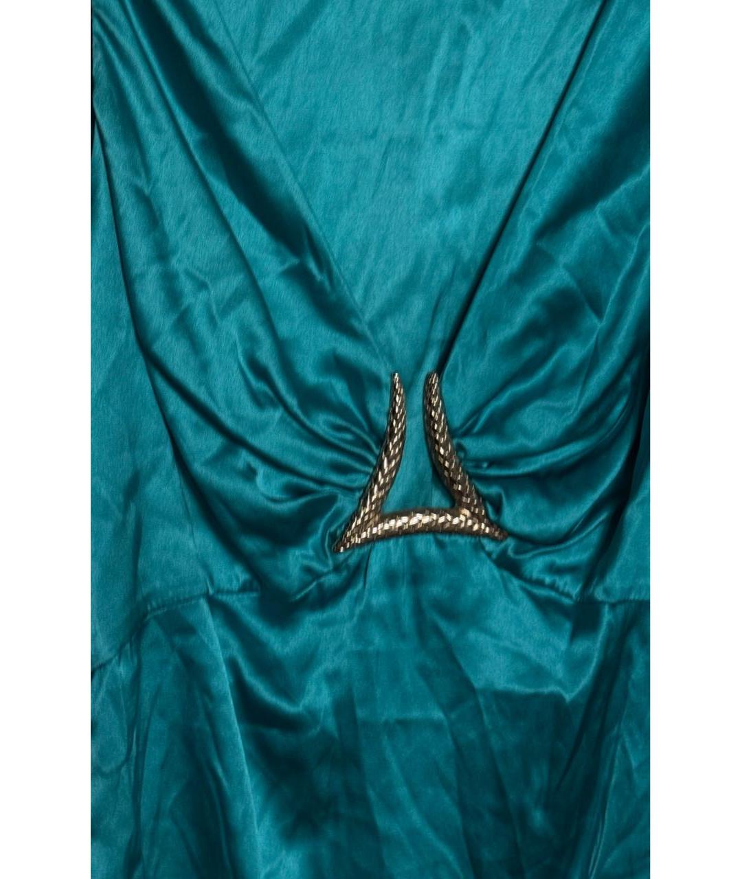 ROBERTO CAVALLI Бирюзовая шелковая блузы, фото 3