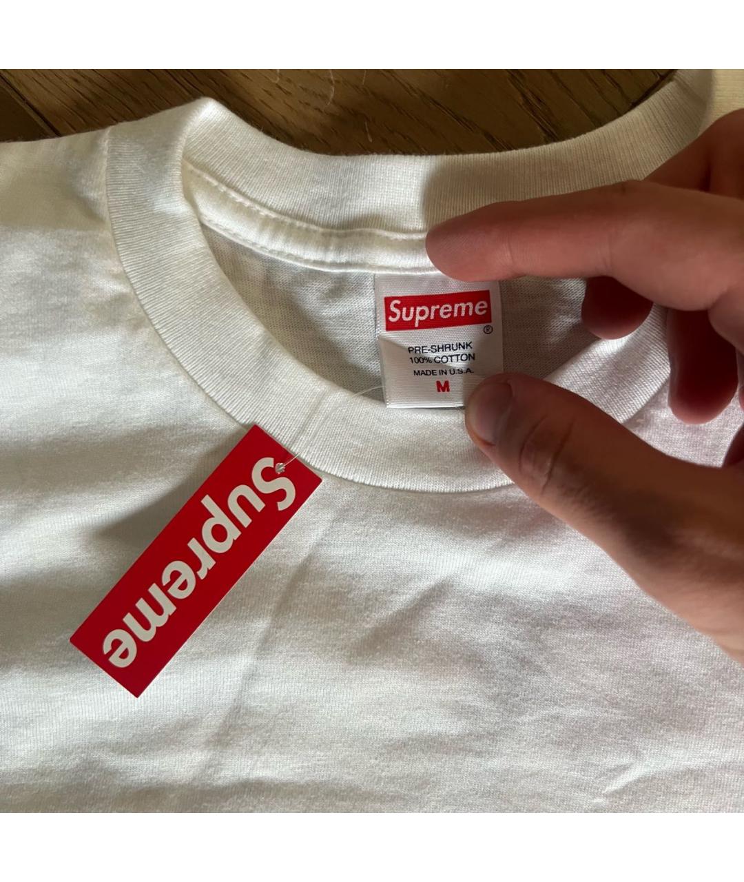 SUPREME Белая хлопковая футболка, фото 3