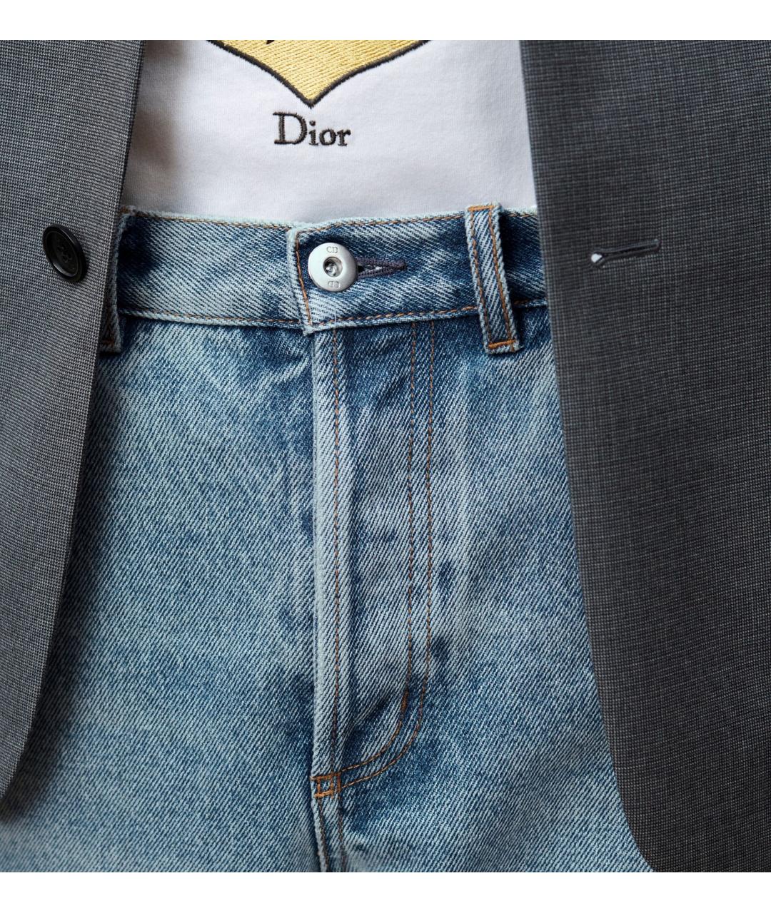 CHRISTIAN DIOR Голубые хлопковые прямые джинсы, фото 3