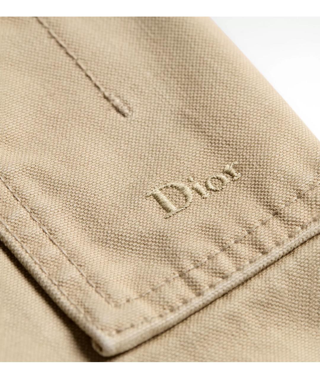 CHRISTIAN DIOR Бежевые хлопковые повседневные брюки, фото 5