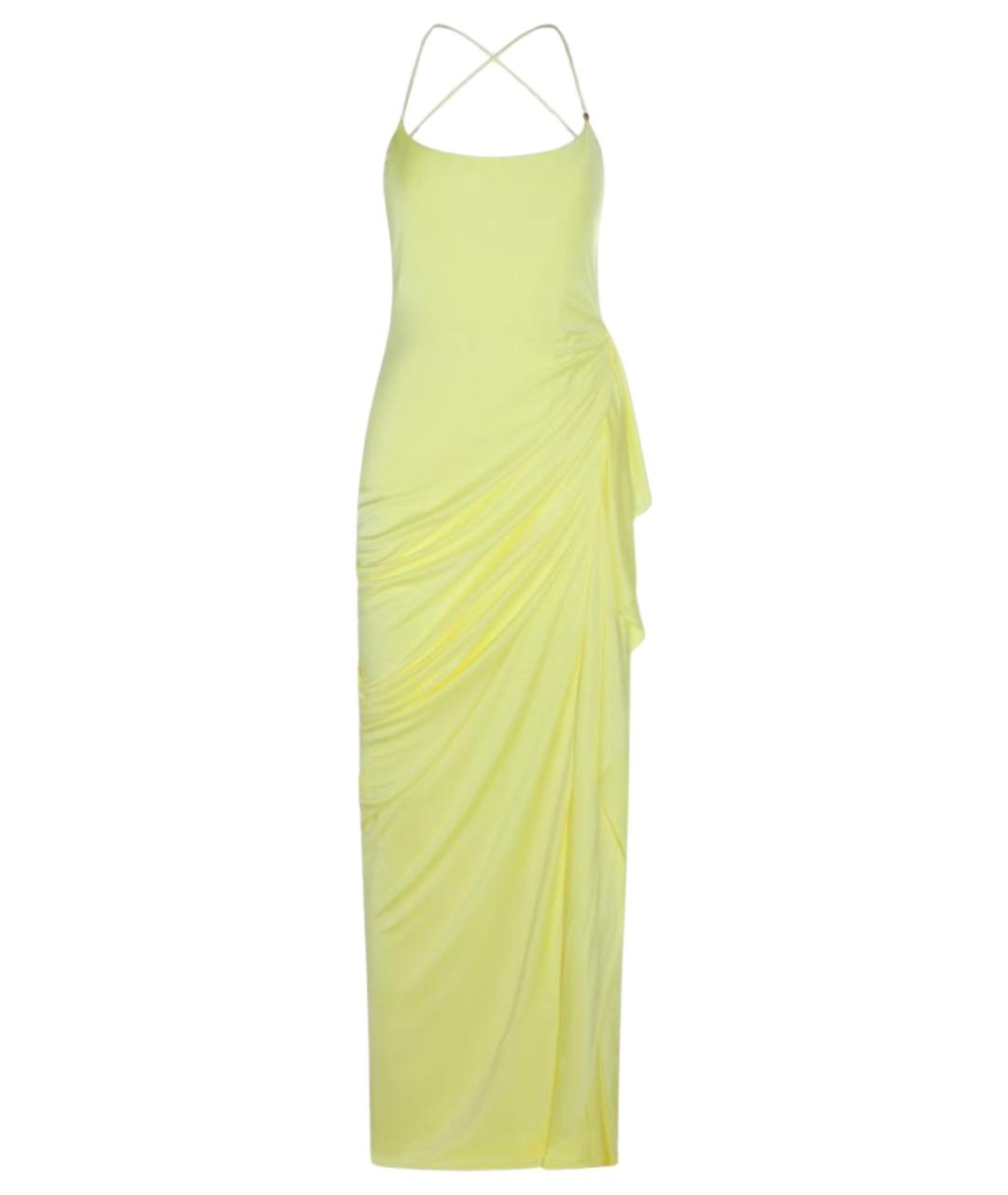 VERSACE Желтое вискозное коктейльное платье, фото 1