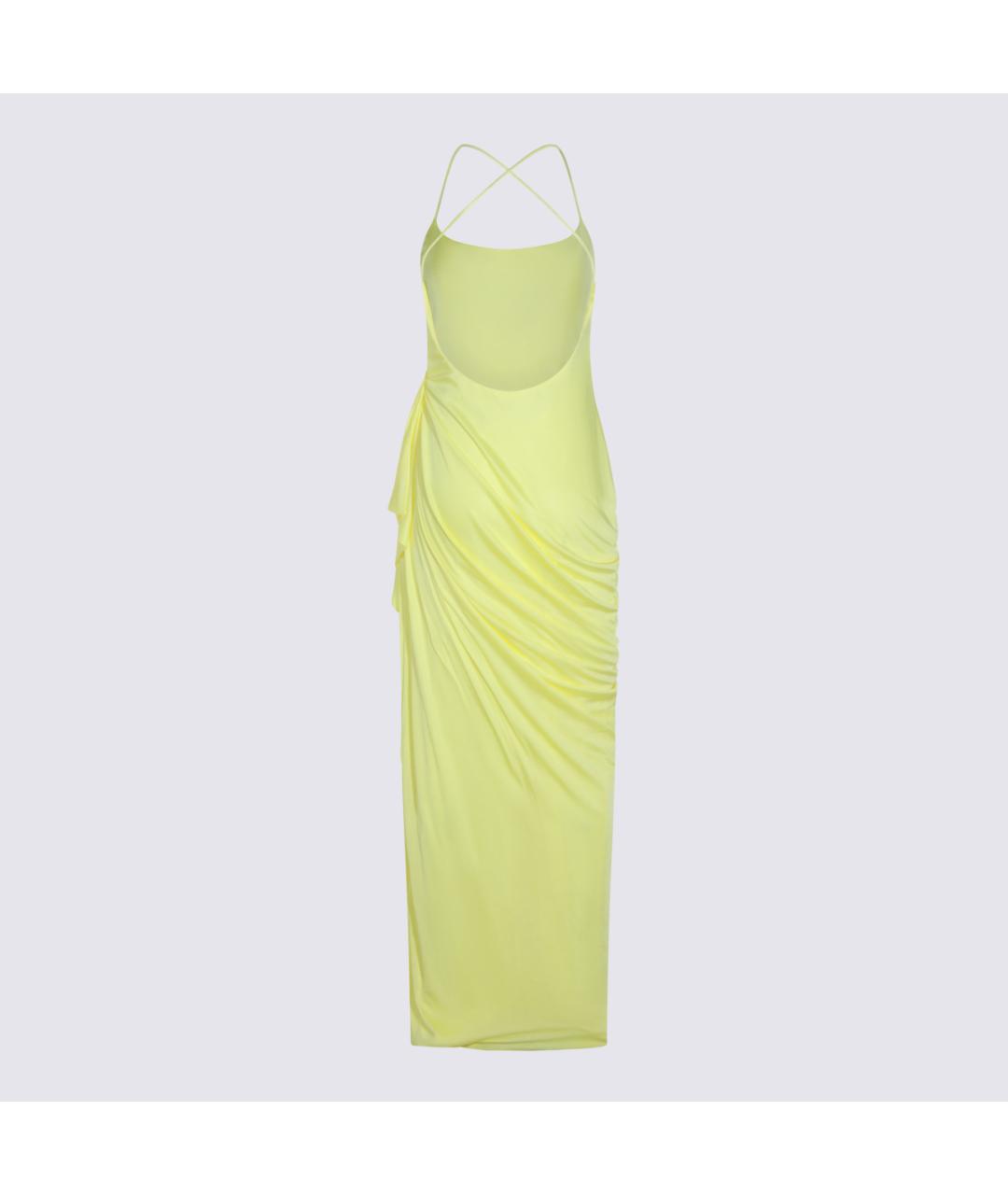 VERSACE Желтое вискозное коктейльное платье, фото 2