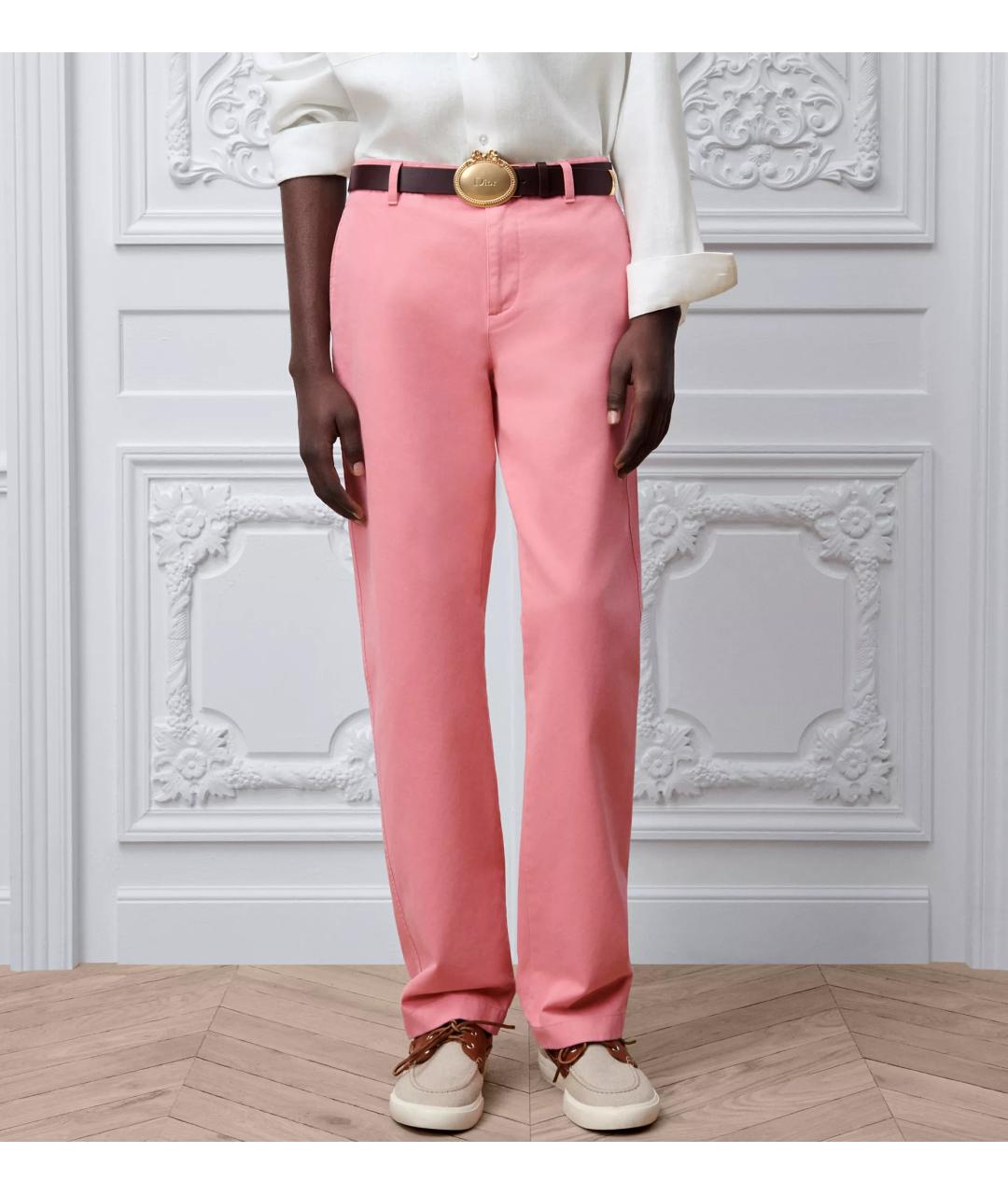 CHRISTIAN DIOR Розовые хлопковые повседневные брюки, фото 2