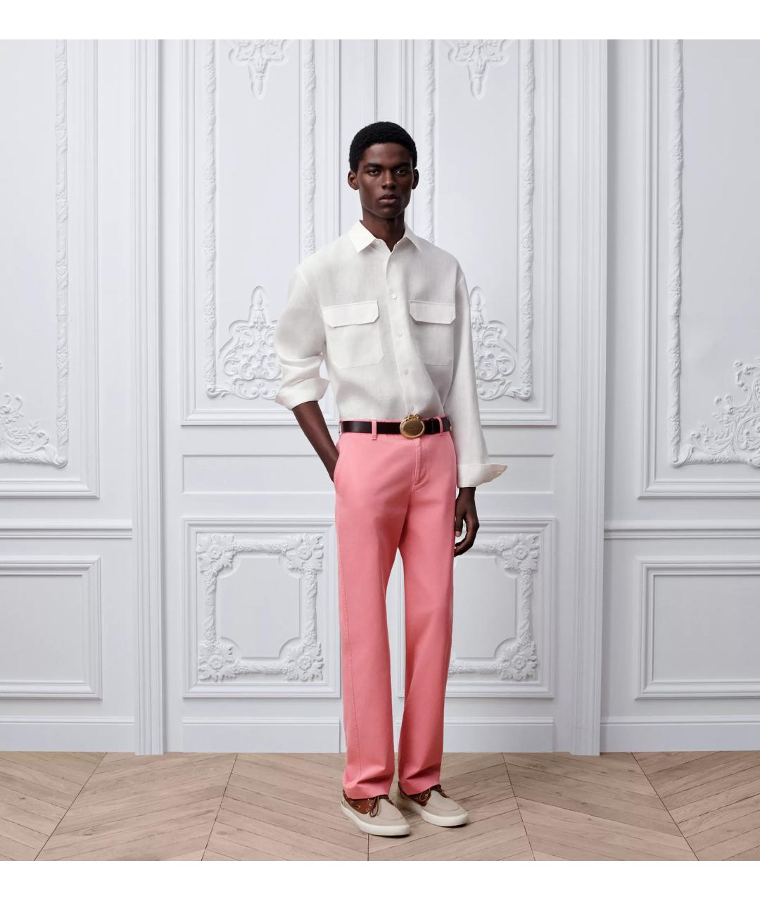 CHRISTIAN DIOR Розовые хлопковые повседневные брюки, фото 3