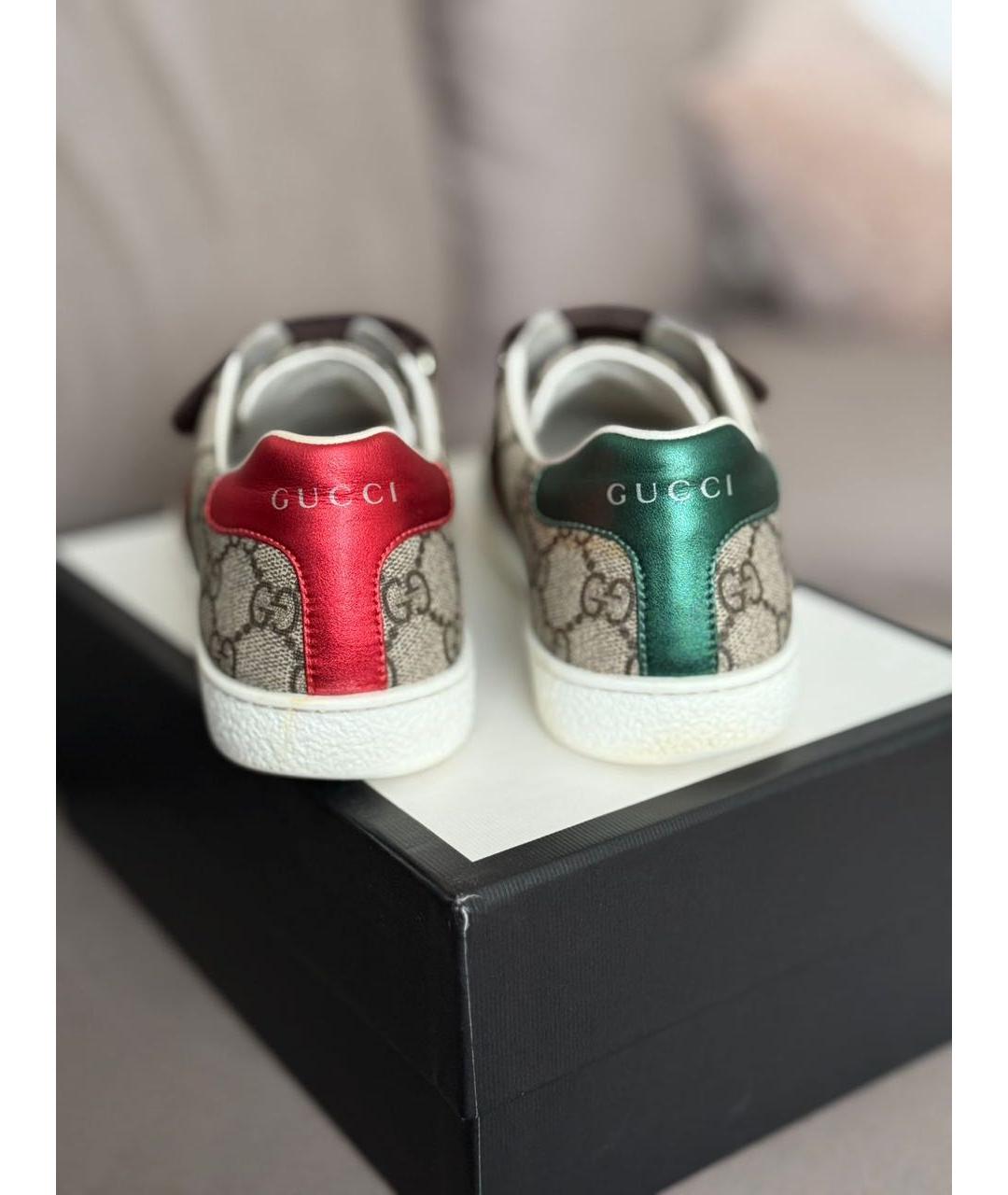 GUCCI Бежевые кеды, фото 4