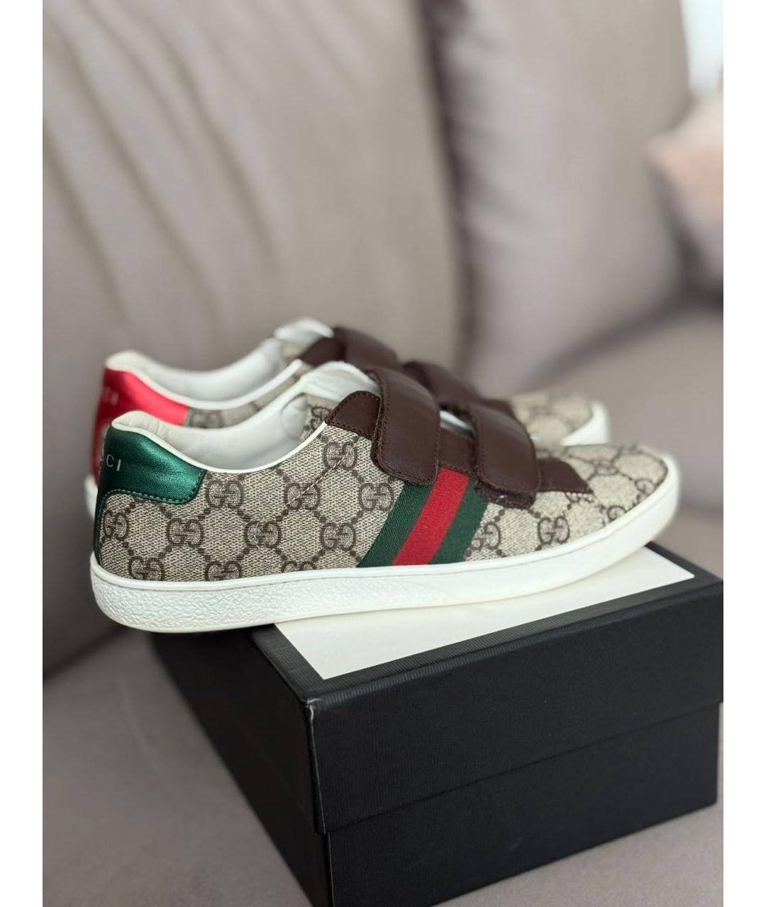 GUCCI Бежевые кеды, фото 5