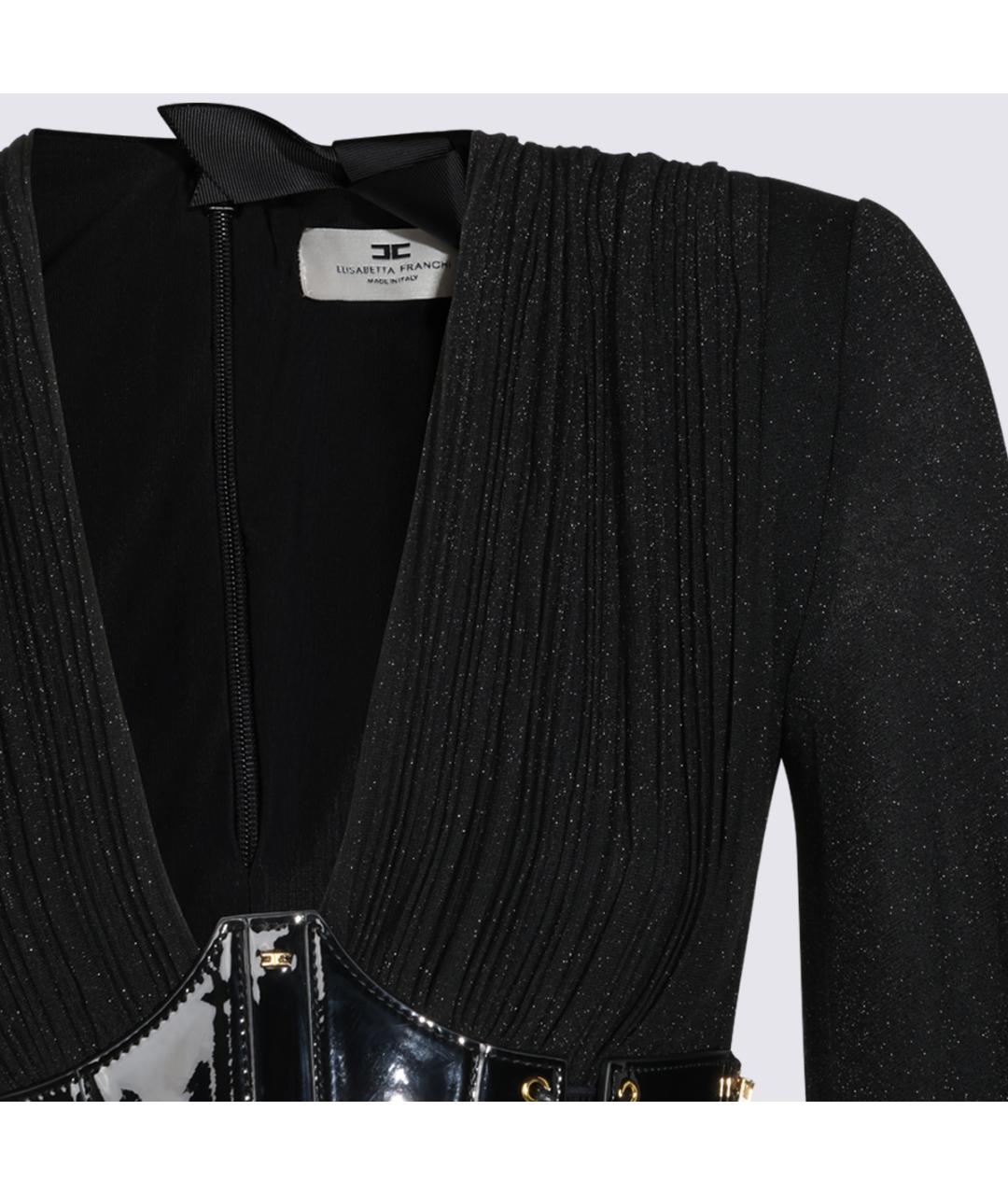 ELISABETTA FRANCHI Черное вискозное повседневное платье, фото 4