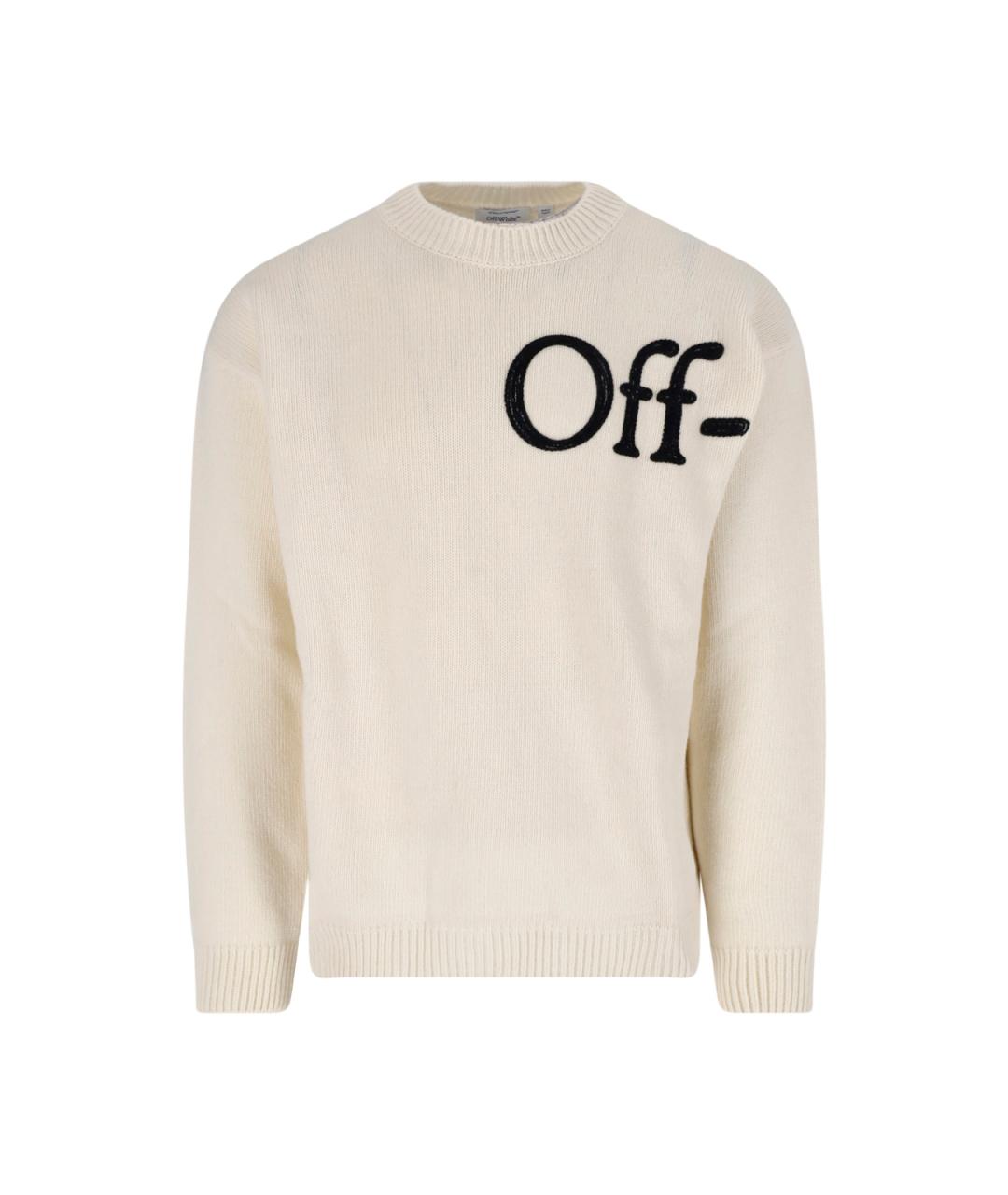OFF-WHITE Бежевый шерстяной джемпер / свитер, фото 1
