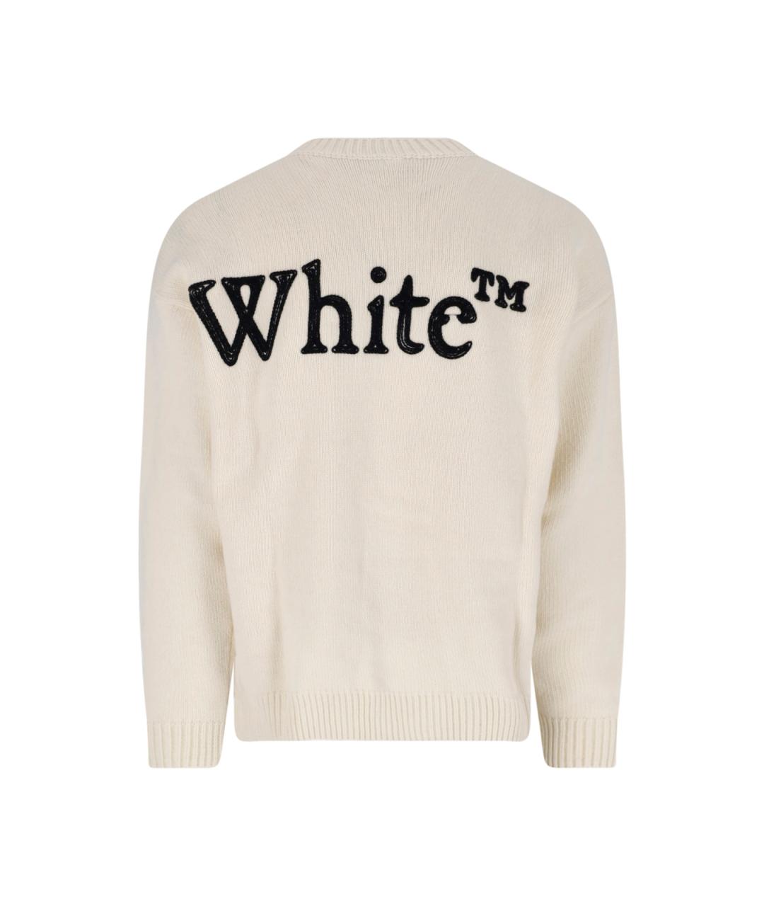 OFF-WHITE Бежевый шерстяной джемпер / свитер, фото 2