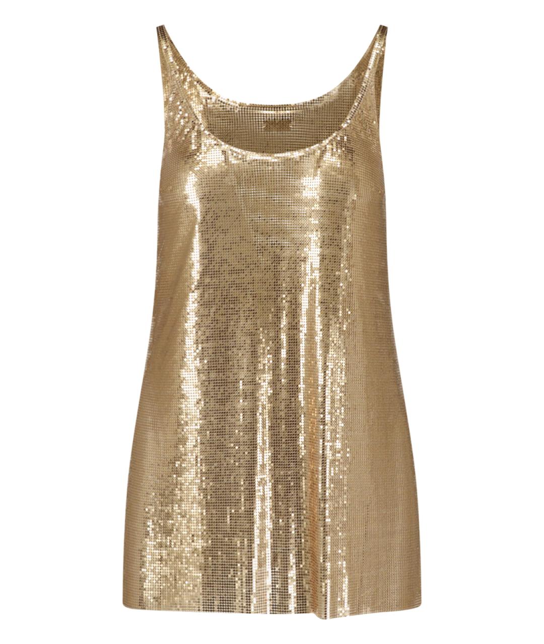 PACO RABANNE Золотая полиэстеровая майка, фото 1