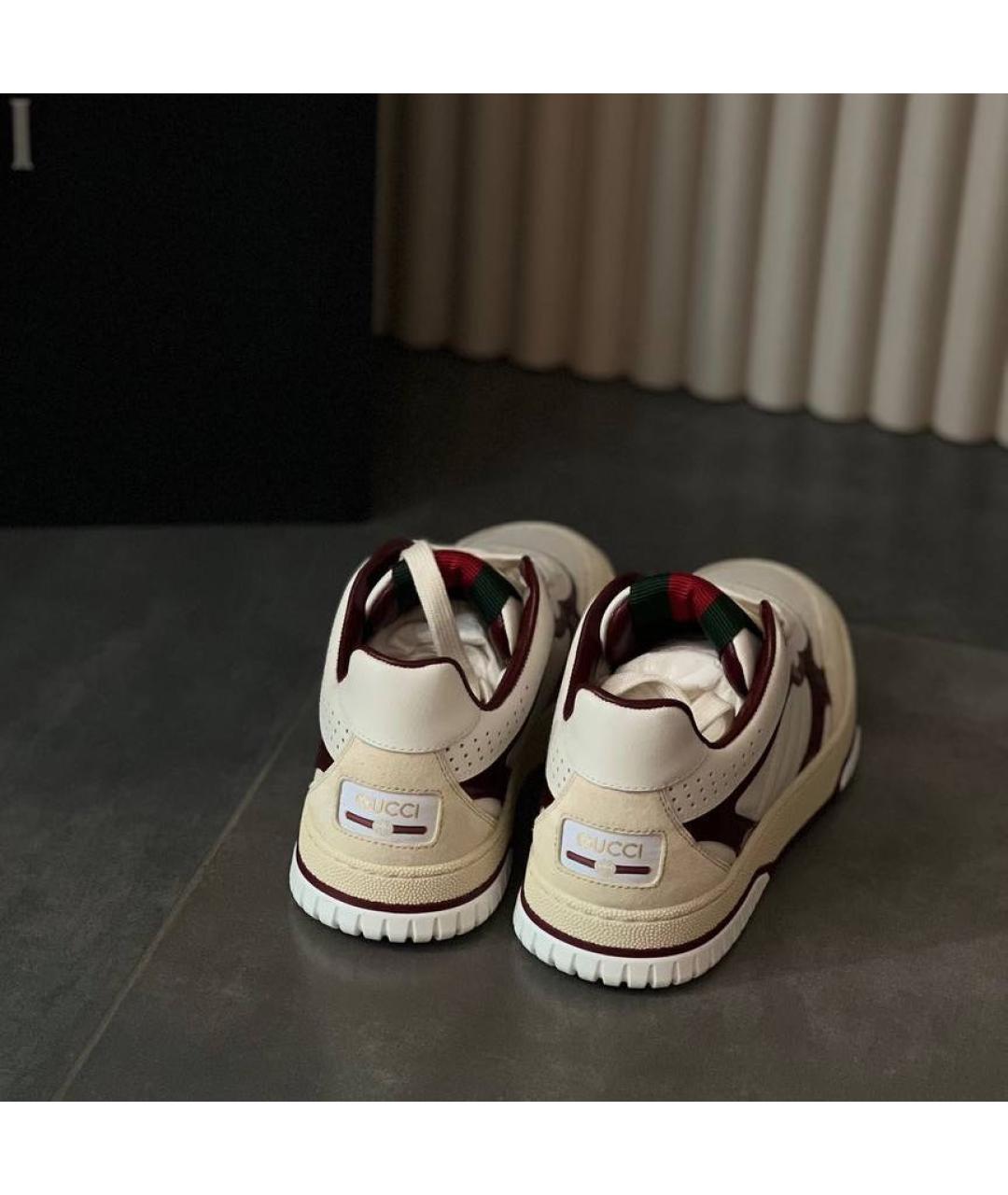 GUCCI Белые кожаные кеды, фото 4