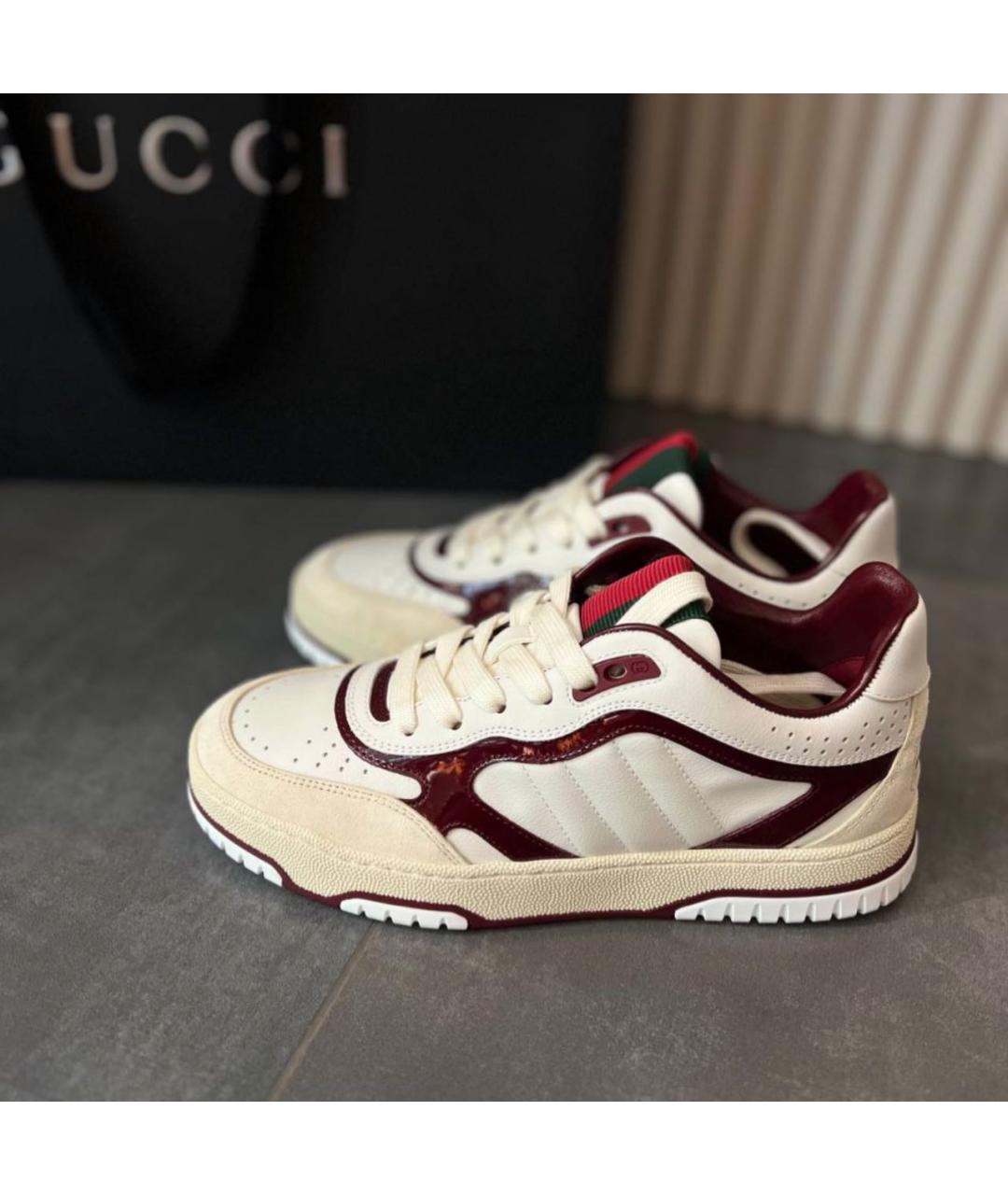 GUCCI Белые кожаные кеды, фото 5