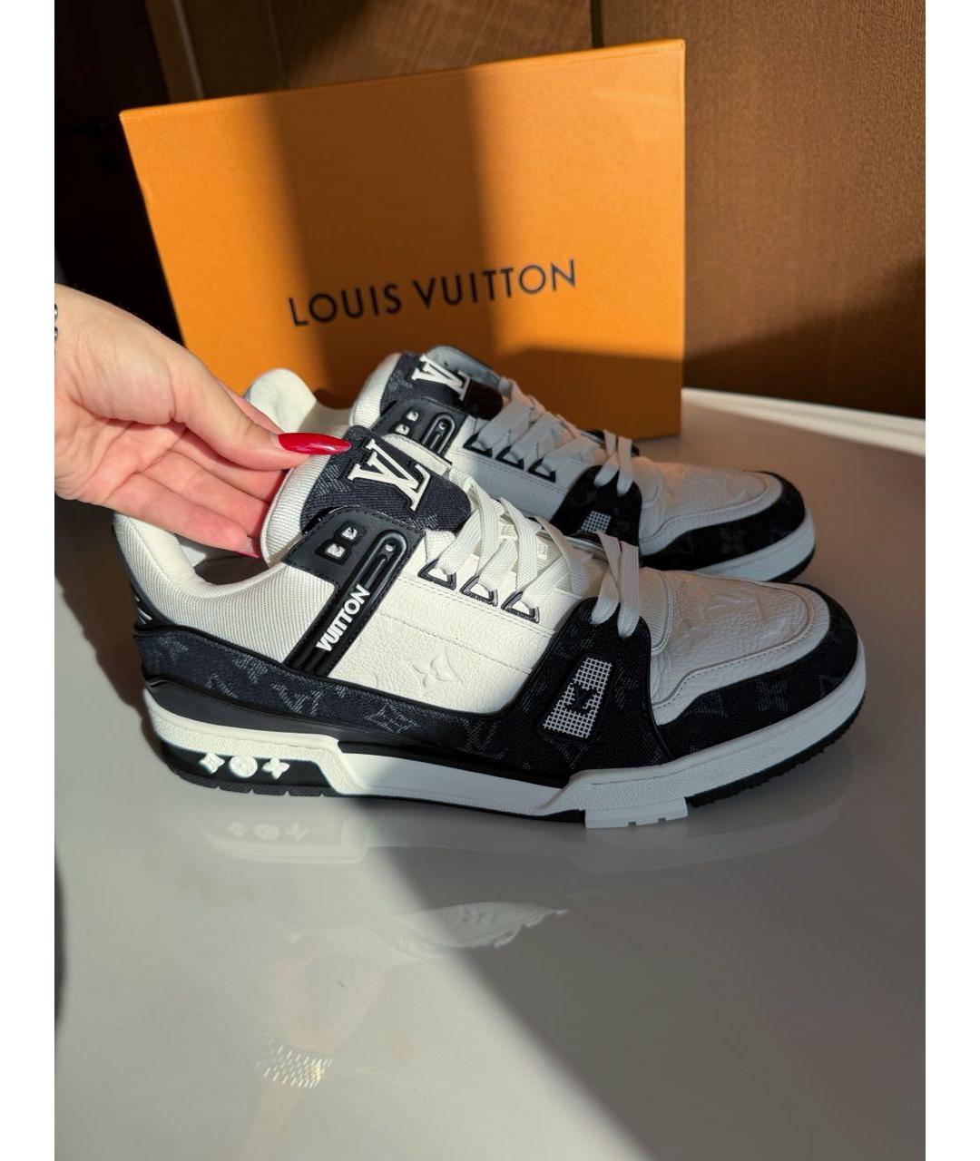 LOUIS VUITTON Белые кожаные низкие кроссовки / кеды, фото 9