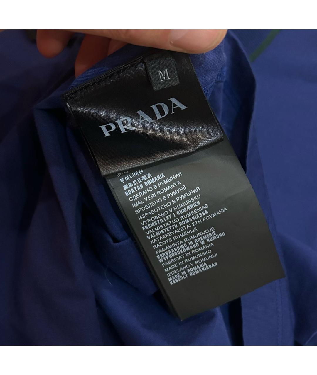 PRADA Темно-синее хлопковое поло с коротким рукавом, фото 4