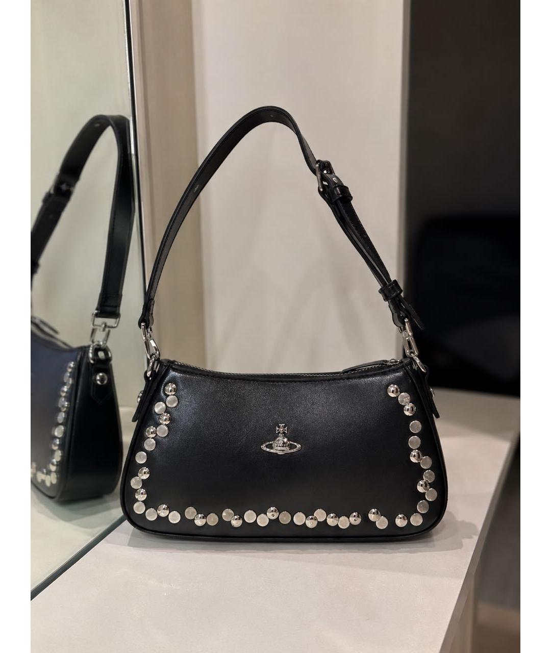 VIVIENNE WESTWOOD Черная кожаная сумка с короткими ручками, фото 6