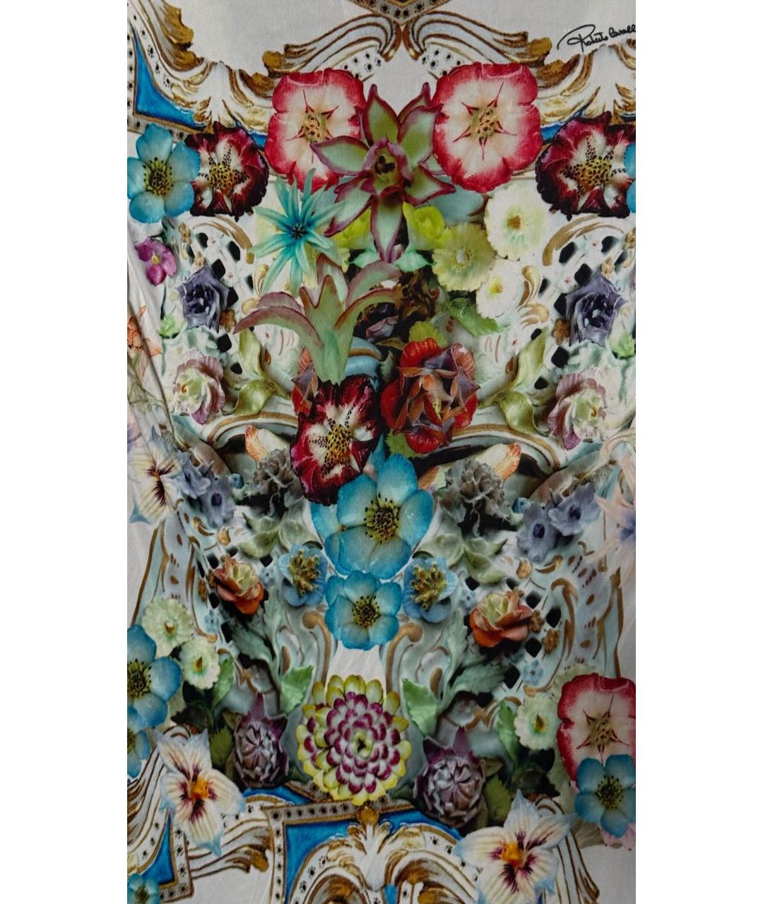 ROBERTO CAVALLI Бирюзовая вискозная футболка, фото 4