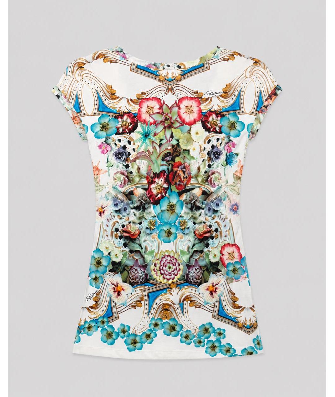 ROBERTO CAVALLI Бирюзовая вискозная футболка, фото 2